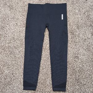 Gymshark Black Leggings with Eyelet Holes At Hems Large